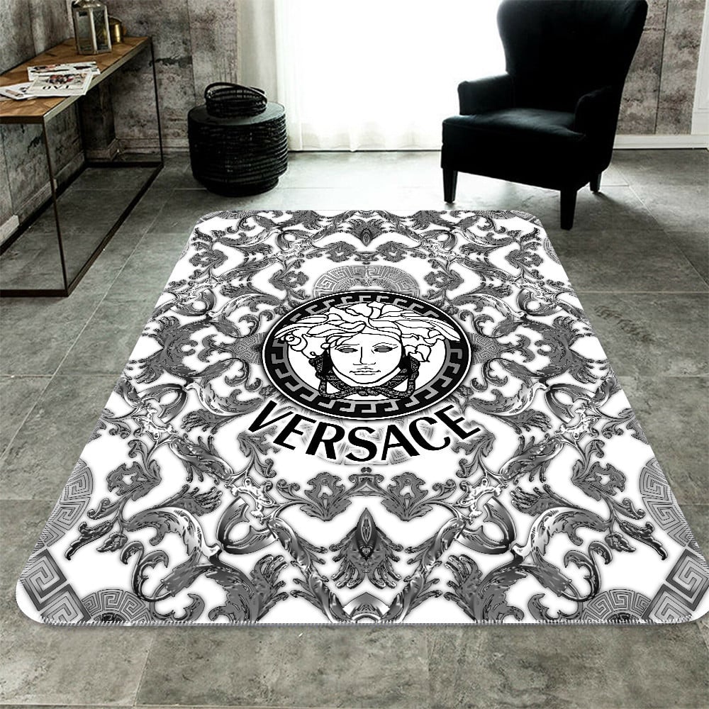 Versace Colorless Rectangle Rug Door Mat Area Carpet Luxury Fashion Brand Home Decor
