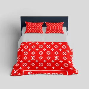 Louis Vuitton Supreme Logo Brand Bedding Set Luxury Home Decor Bedspread Bedroom