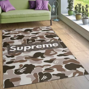 Louis Vuitton Supreme Bape Rectangle Rug Home Decor Fashion Brand Door Mat Luxury Area Carpet