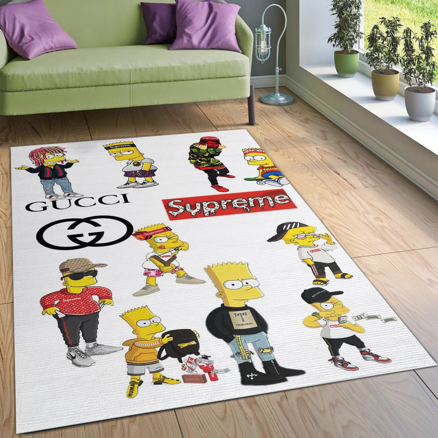 Gucci Supreme The Simpsons Rectangle Rug Home Decor Area Carpet Door Mat Luxury Fashion Brand