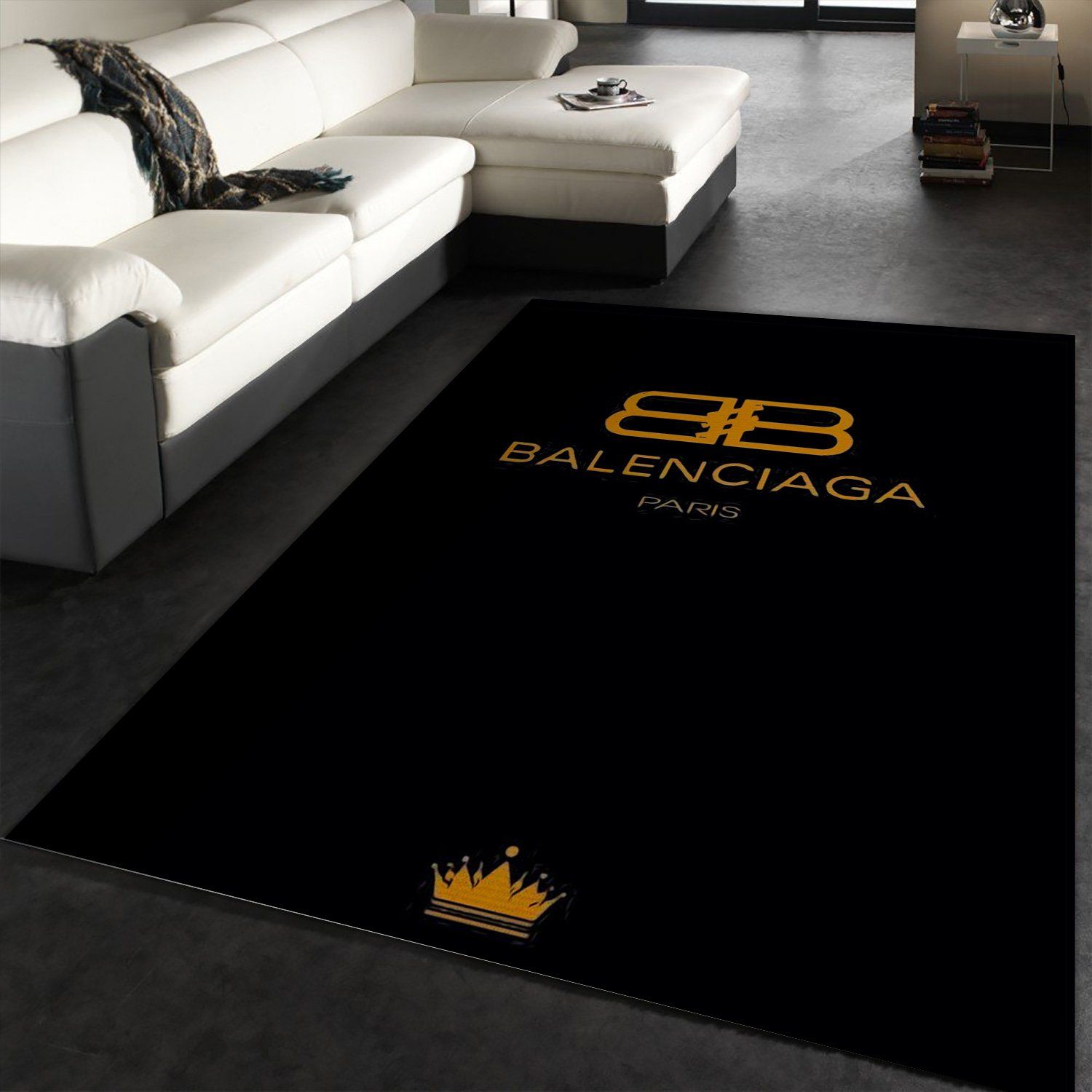Balenciaga Paris Crown Rectangle Rug Luxury Area Carpet Home Decor Fashion Brand Door Mat