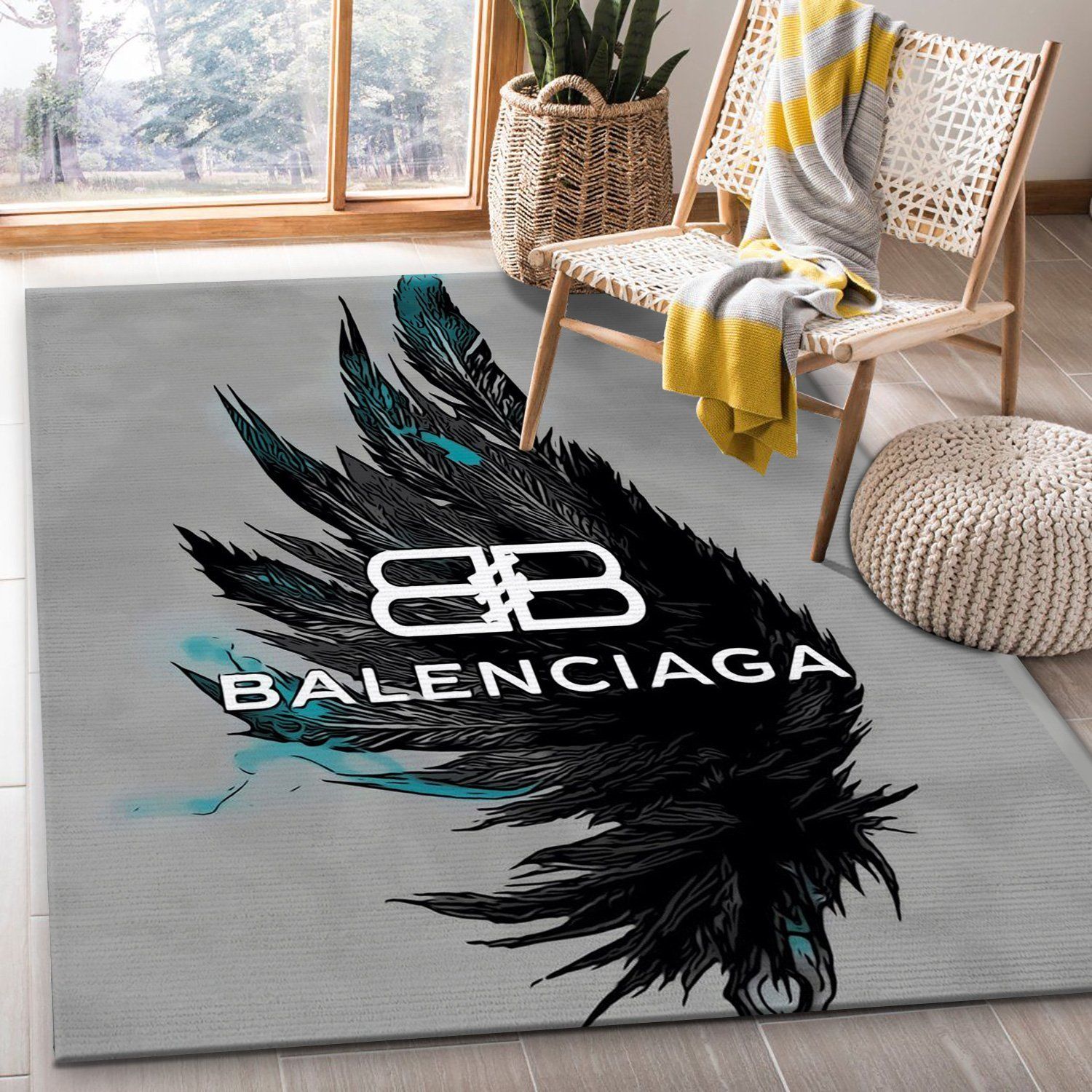 Balenciaga Rectangle Rug Door Mat Area Carpet Luxury Fashion Brand Home Decor