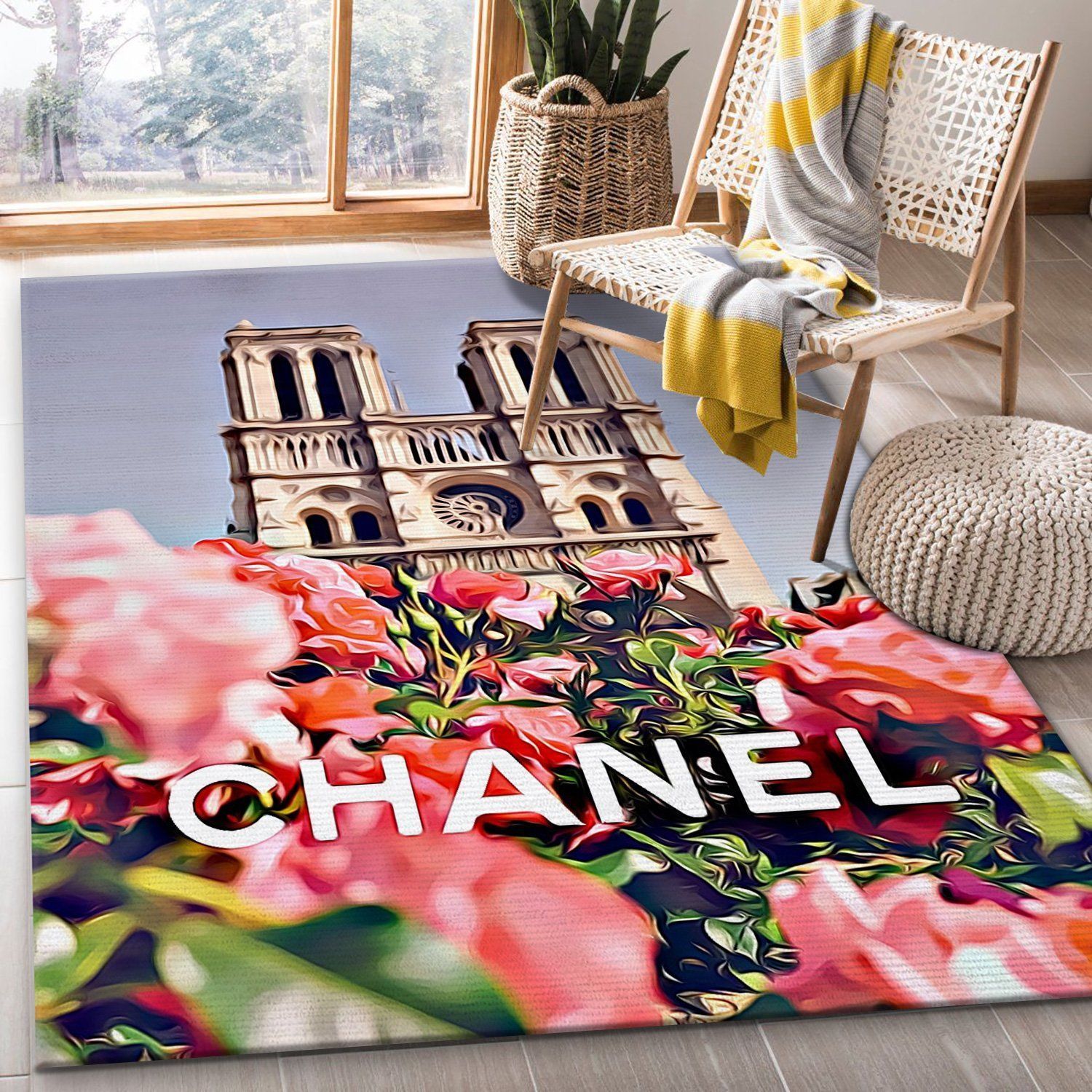 Chanel Paris Notre Dame Rectangle Rug Door Mat Luxury Fashion Brand Area Carpet Home Decor