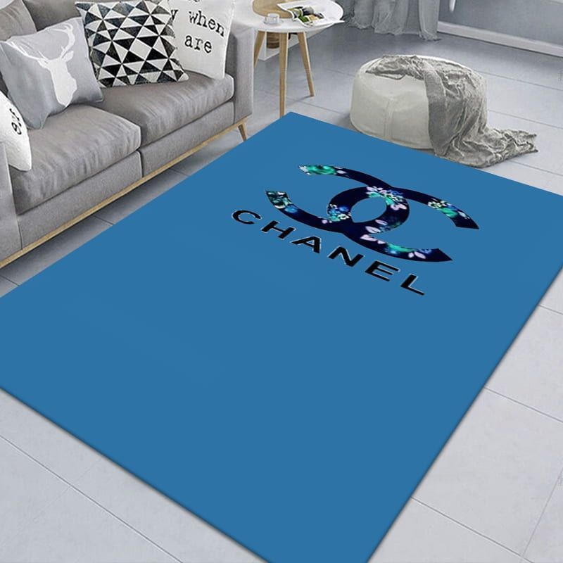 Chanel Blue Rectangle Rug Door Mat Luxury Fashion Brand Area Carpet Home Decor
