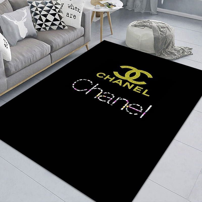 Chanel Black Rectangle Rug Fashion Brand Luxury Area Carpet Door Mat Home Decor
