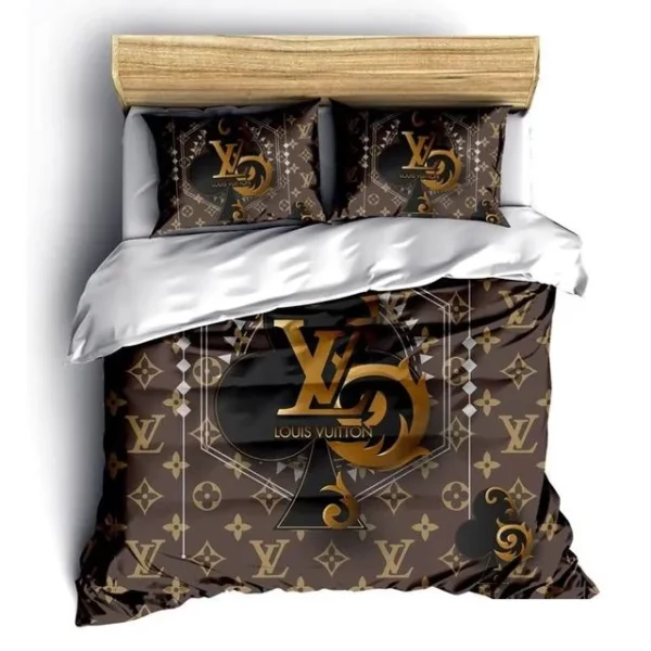 Louis Vuitton Card Logo Brand Bedding Set Home Decor Bedspread Luxury Bedroom
