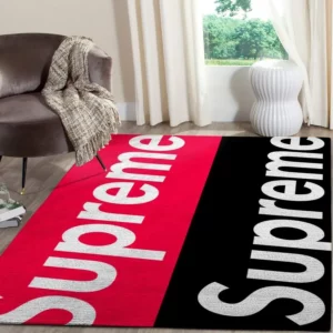 Supreme Red Black Rectangle Rug Luxury Home Decor Area Carpet Door Mat Fashion Brand