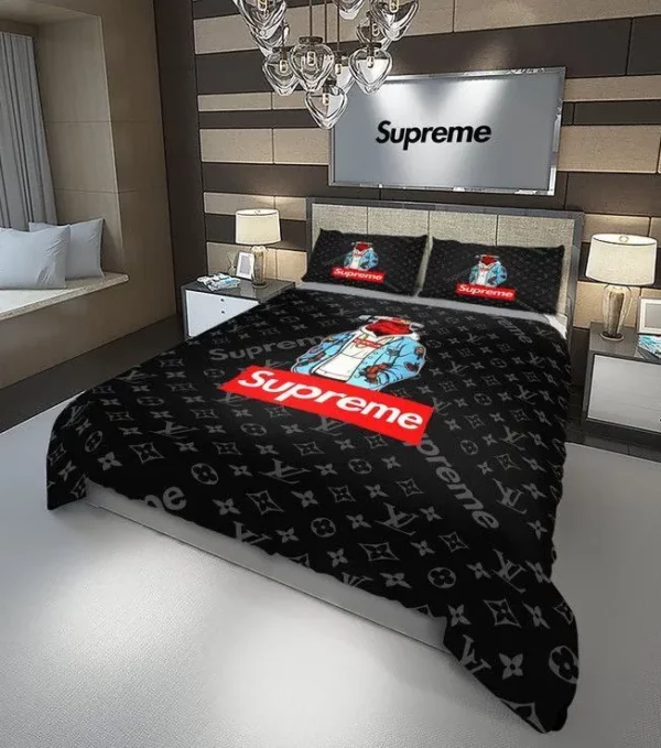 Louis Vuitton Supreme Stormtrooper Logo Brand Bedding Set Bedroom Bedspread Home Decor Luxury