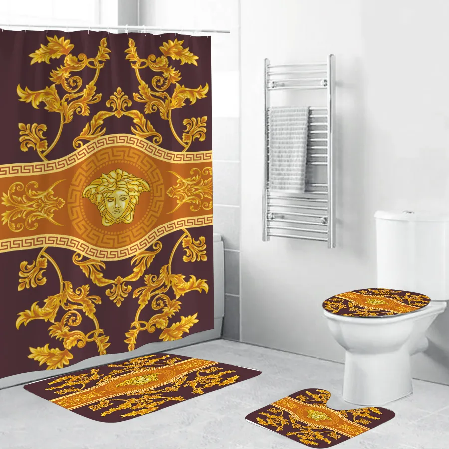 Versace Golden Bathroom Set Home Decor Hypebeast Luxury Fashion Brand Bath Mat
