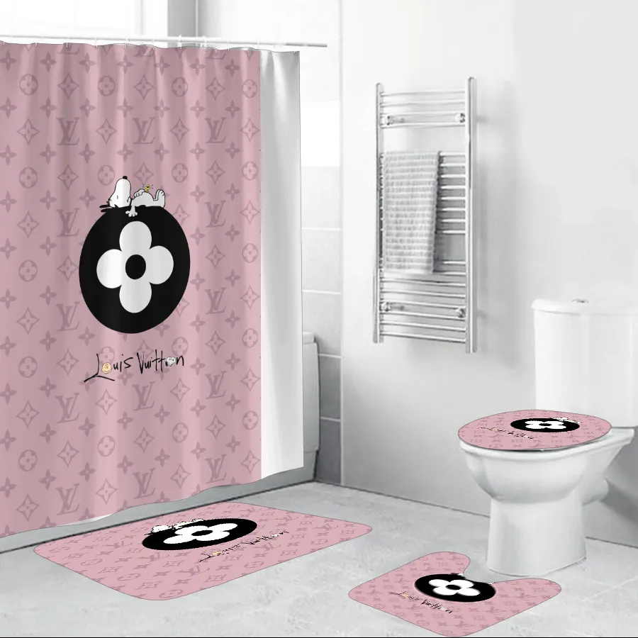 Louis Vuitton Snoopy Pinky Bathroom Set Home Decor Luxury Fashion Brand Hypebeast Bath Mat