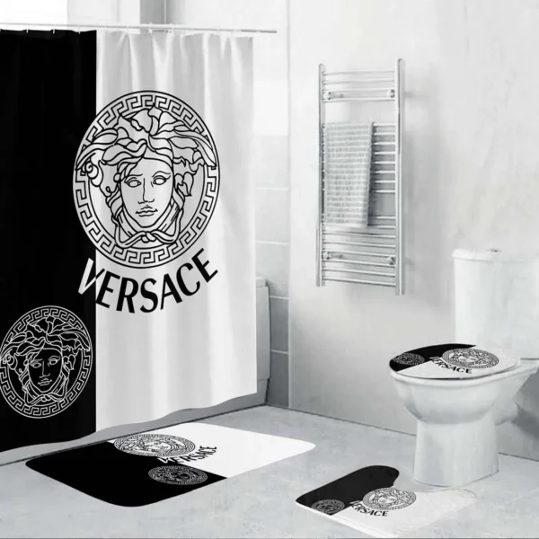 Versace Black White Bathroom Set Hypebeast Bath Mat Luxury Fashion Brand Home Decor