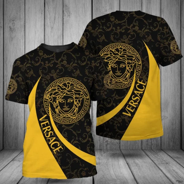 Versace Medusa Yellow Black New T Shirt Outfit Fashion Luxury