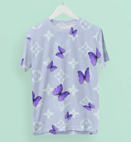 Louis Vuitton Butterfly Purple T Shirt Luxury Outfit Fashion