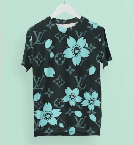 Louis Vuitton Flowers Turquoise T Shirt Fashion Luxury Outfit