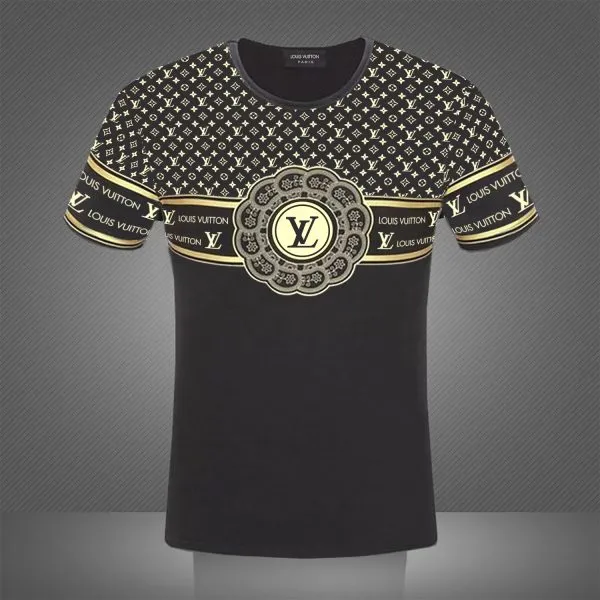 Louis Vuitton Yellow Pattern Black T Shirt Luxury Outfit Fashion