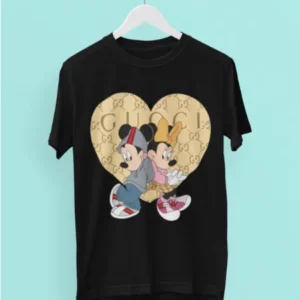 Gucci Mickey Mouse Minnie Mouse Couple Black T Shirt Outfit Luxury Fashion