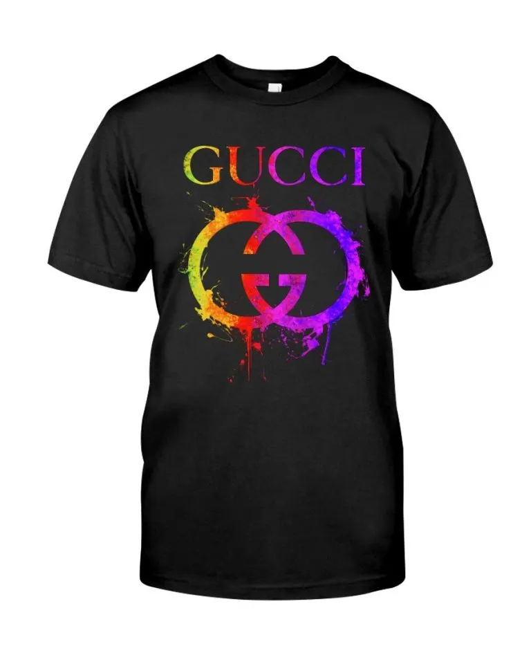 Gucci Colorful Logo Black T Shirt Fashion Luxury Outfit