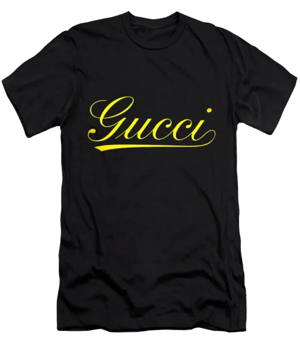 Gucci Yellow Logo Black T Shirt Outfit Luxury Fashion