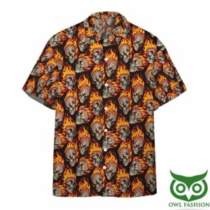 Aop Rod Flame With Skull Custom Hawaiian Shirt