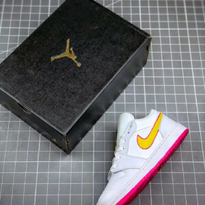 Air Jordan 1 Low GS White Yellow Pink CV4610-100 For Sale