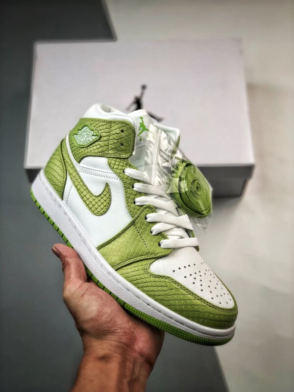 Air Jordan 1 Mid Green Python White Vivid Green DV2959-113 For Sale