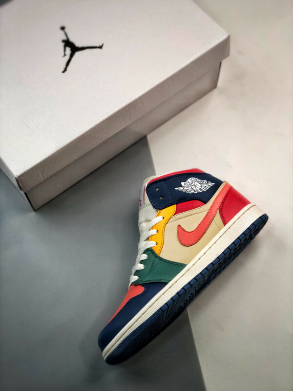 Air Jordan 1 Mid Multi-Color French BlueFire Red Beach Magic Ember For Sale