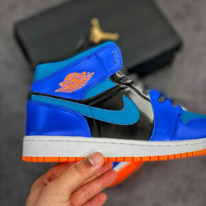 Air Jordan 1 Mid Racer Blue BlackTotal Orange Green Abyss For Sale