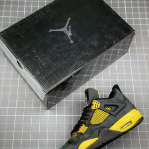 Air Jordan 4 Thunder Black Vibrant Yellow-White On Sale