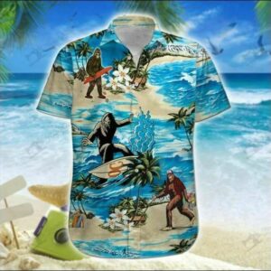 Big Foot Surfing Hawaiian Shirt Beach Outfit Summer