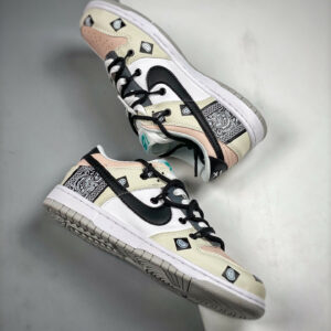 Custom Nike Dunk Low Retro Beige White Black For Sale