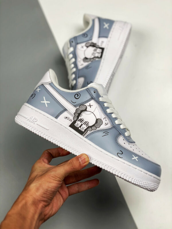 Custom x Kaws Nike Air Force 1 Low Blue White For Sale