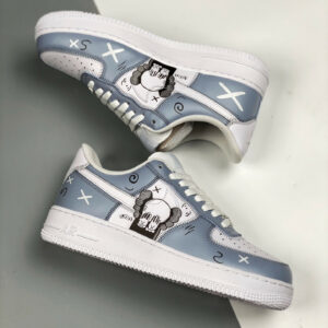 Custom x Kaws Nike Air Force 1 Low Blue White For Sale