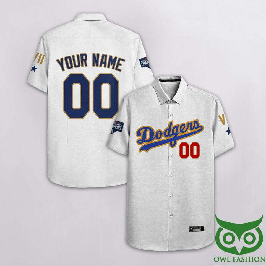 Los Angeles Dodgers White Hawaiian Shirt