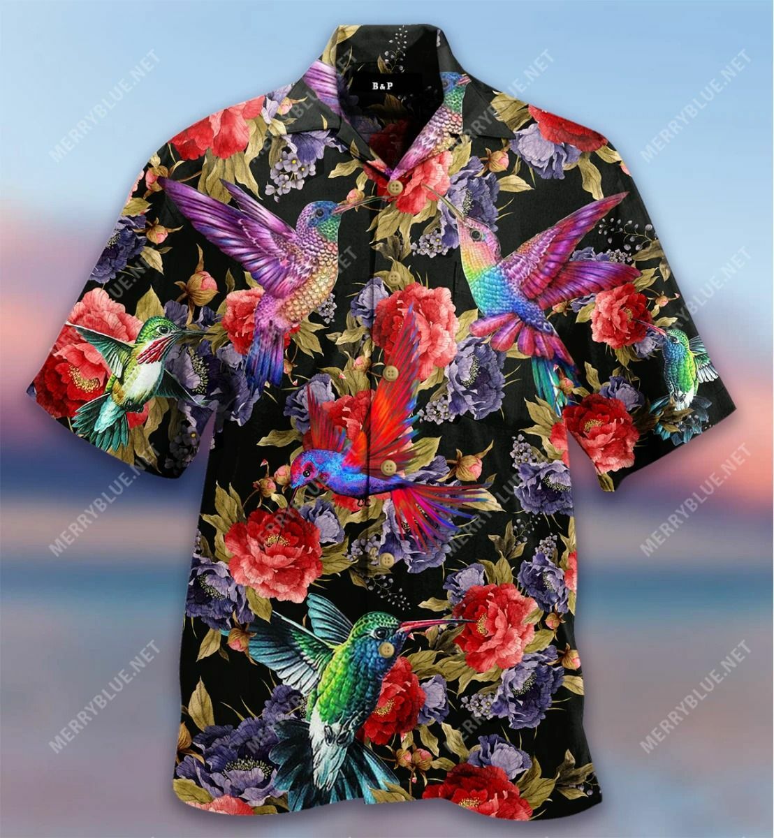 Hummingbird Peonies Hawaiian Shirt