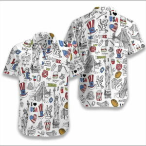 I Love Usa Doodle Hawaiian Shirt Summer Outfit Beach