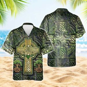 Irish Celtic Cross Hawaiian Shirt