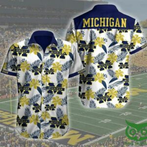 Michigan Wolverines Dark Blue And Yellow Hawaiian Shirt