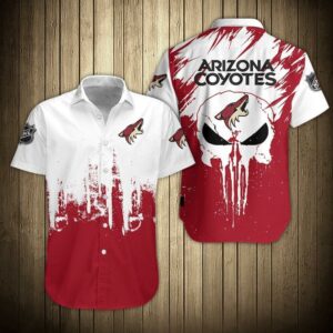 Nhl Arizona Coyotes Skull Button Up Hawaiian Shirt