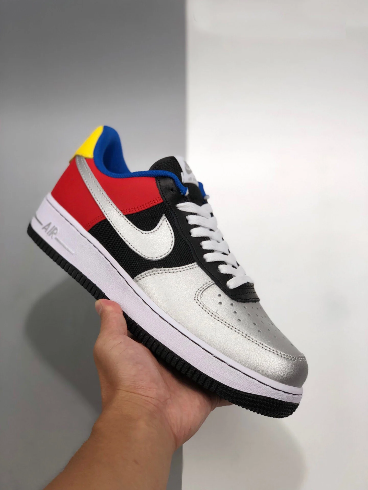 Nike Air Force 1 Low Olympic Black Metallic Silver-Chie