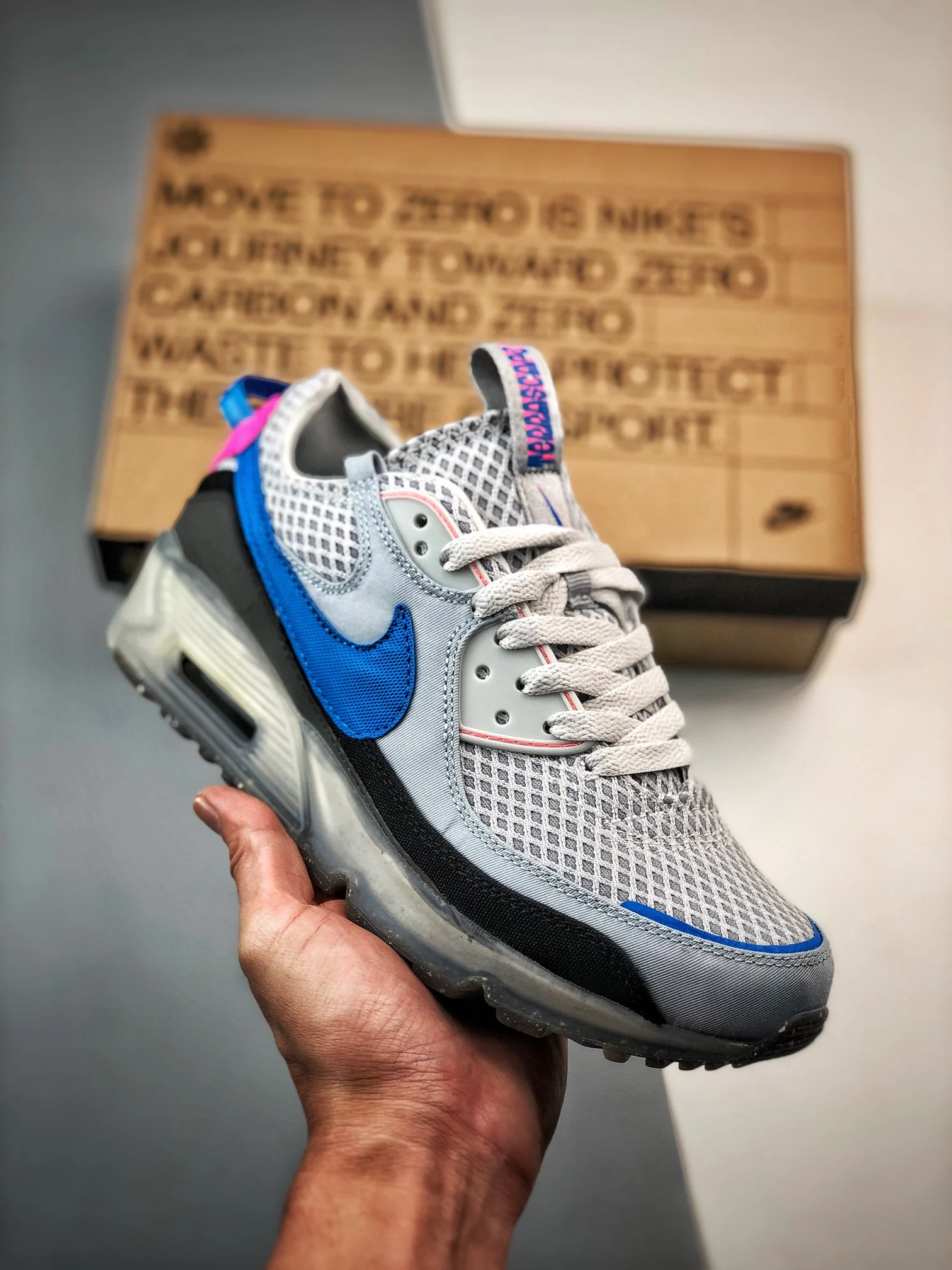 Nike Air Max 90 Terrascape Grey Blue Pink DM0033-004 For Sale