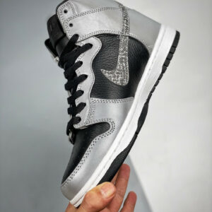 Nike Dunk Hi Premium SP White Black-Reflect Silver For Sale