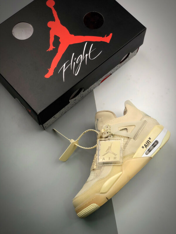 Off-White x Air Jordan 4 Sail Muslin-White-Black On Sale