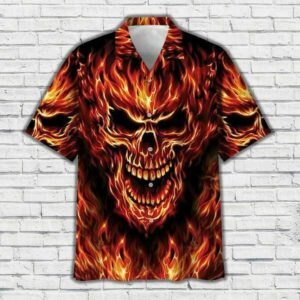 Skull Fire Hawaiian Shirt Summer Beach Outfit