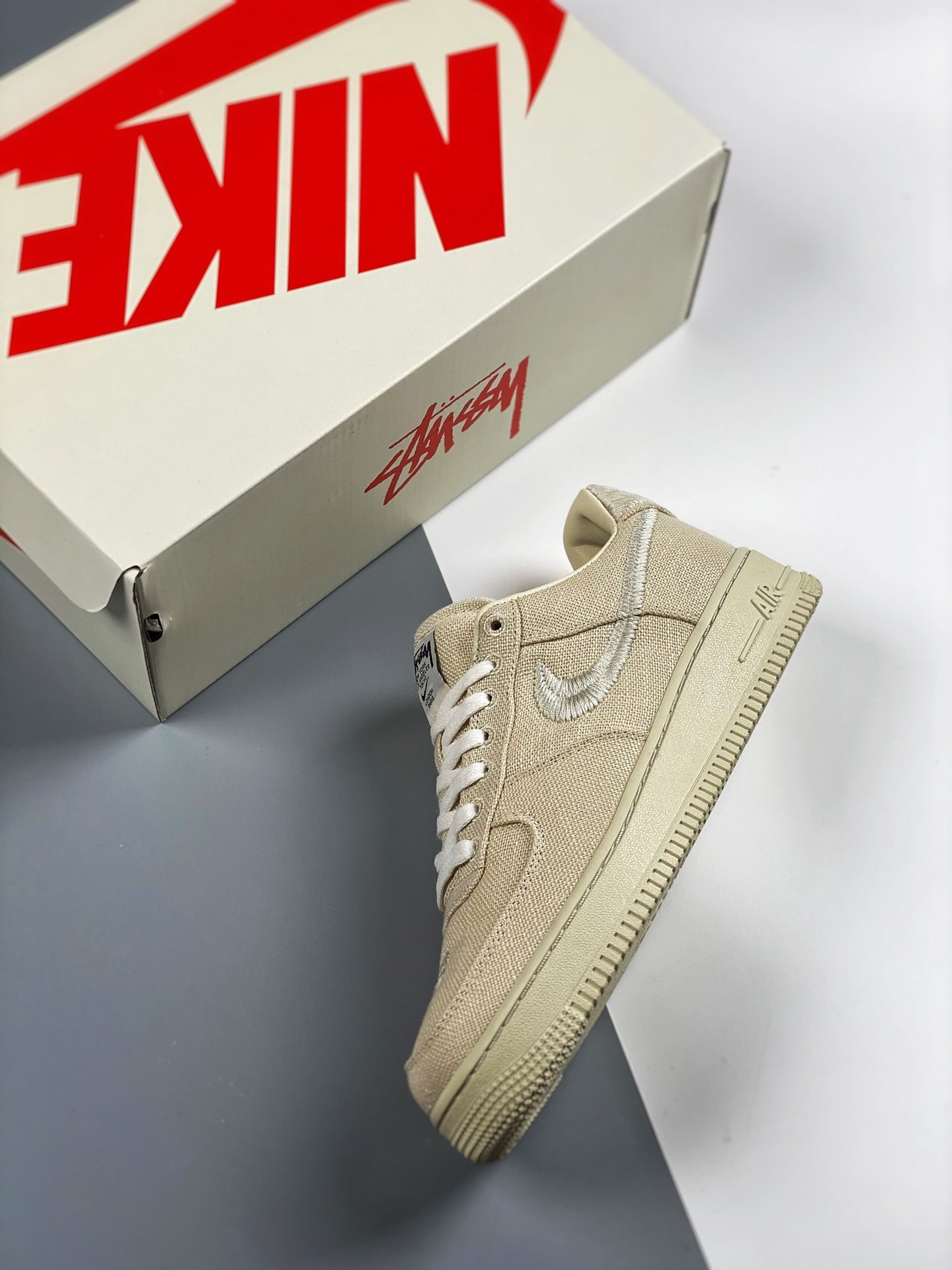 Stussy x Nike Air Force 1 Low Fossil Stone CZ9084-200 For Sale