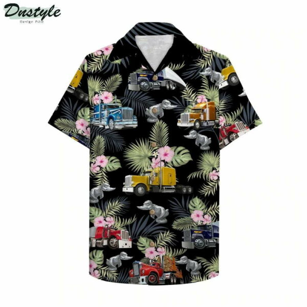 Trucker Semitruck Pattern Hawaiian Shirt