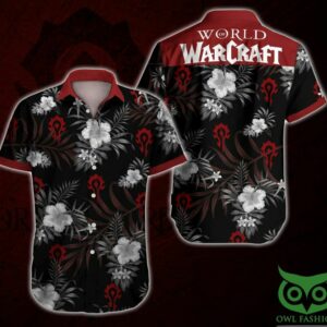 World Of Warcraft Floral Red And Black Hawaiian Shirt