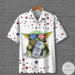 Yoda With Beer Busch Light Hawaiian Shirt