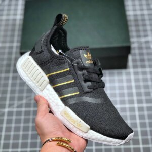 Adidas NMD R1 Black Gold Metallic Crystal White FW6433 For Sale