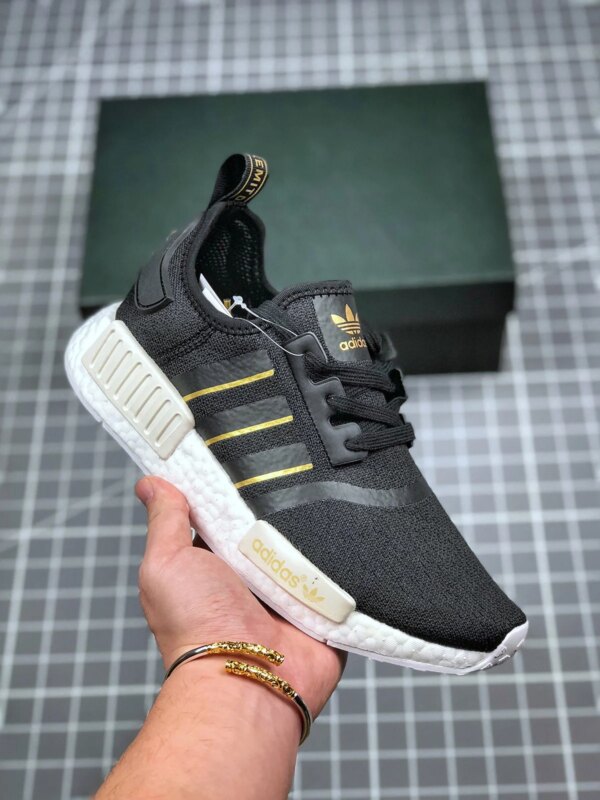 Adidas NMD R1 Black Gold Metallic Crystal White FW6433 For Sale