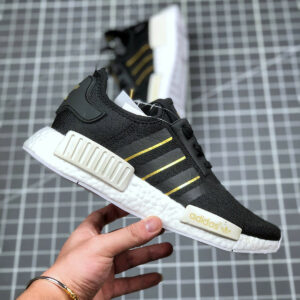 Adidas NMD R1 Black Gold Metallic Crystal White FW6433 For Sale